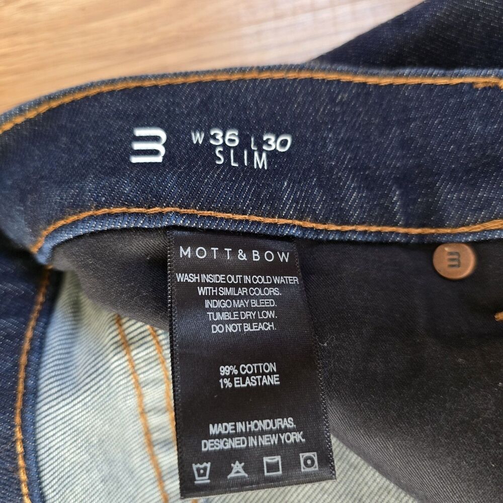 Mott & Bow Oliver Slim Fit Stretch Denim Jeans Mens 36x30 Dark Wash Excellent - Picture 4 of 10